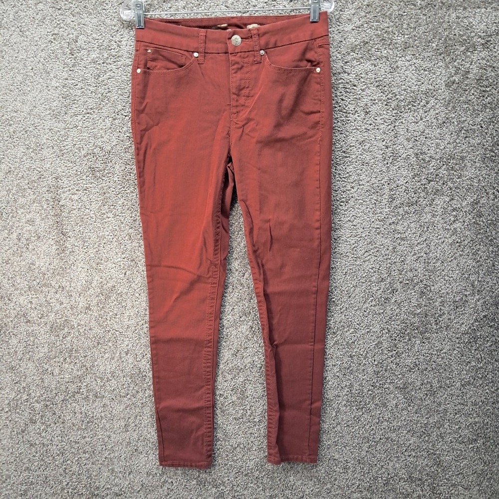 Seven7 Tummyless High Rise Skinny Pants Womens 6 Rust Red Stretch Denim